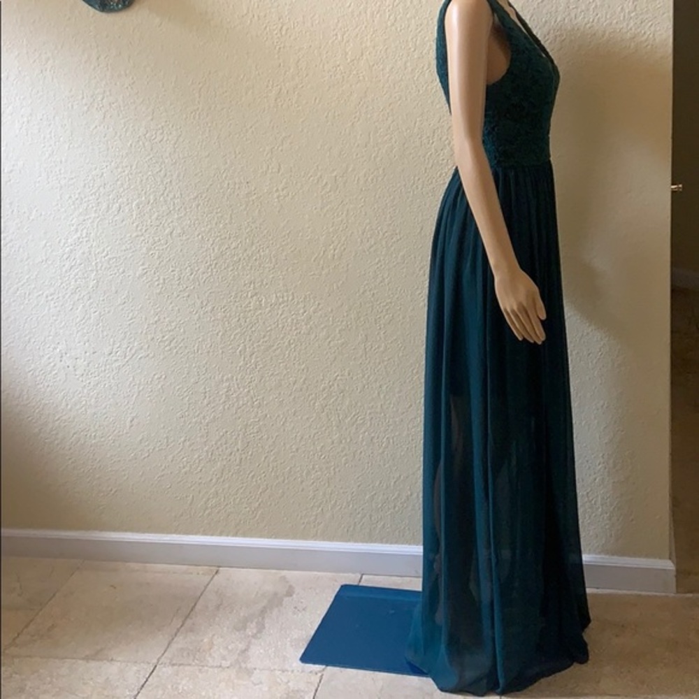 Lulus dress forest green lace maxi size S - Picture 5 of 9